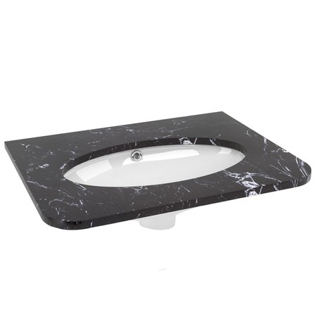 Solid Surface Worktop with Undermount Basin 645 - Nero Marquina - Petra