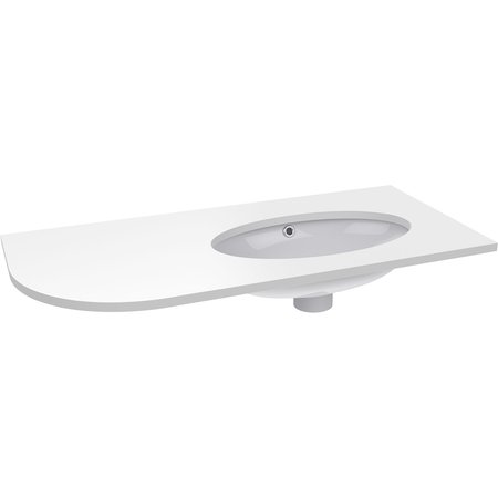 Charlbury Solid Surface LH Curve Worktop with Undermount Basin - White Stone - Charlbury