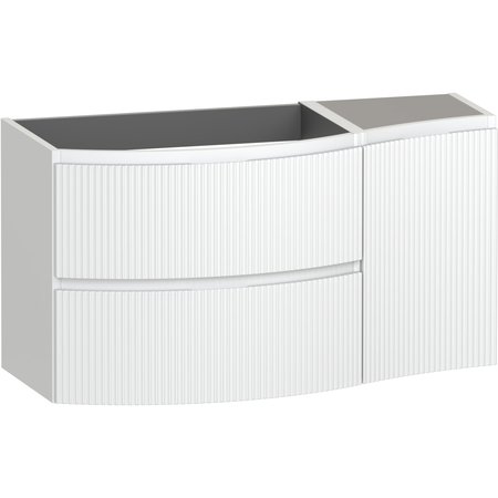 Levanto Fluted 1040 Wall Hung Wing Vanity Unit LH - Coral White - Levanto