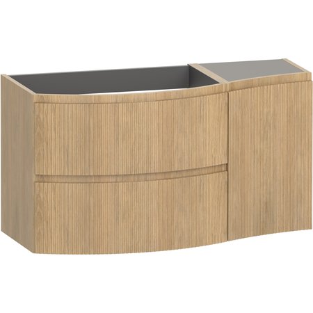 Levanto Fluted 1040 Wall Hung Wing Vanity Unit LH - Tortona Oak - Levanto