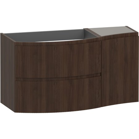 Levanto Fluted 1040 Wall Hung Wing Vanity Unit LH - Persian Walnut - Levanto