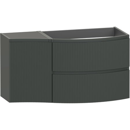 Levanto Fluted 1040 Wall Hung Wing Vanity Unit RH - Fir Green - Levanto