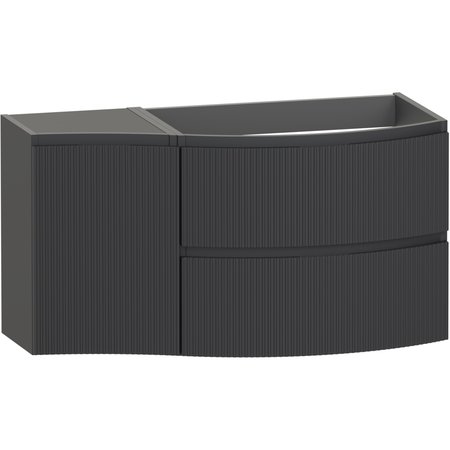 Levanto Fluted 1040 Wall Hung Wing Vanity Unit RH - Graphite - Levanto
