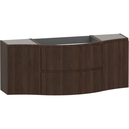 Levanto Fluted 1375 Wall Hung Vanity Unit - Persian Walnut - Levanto